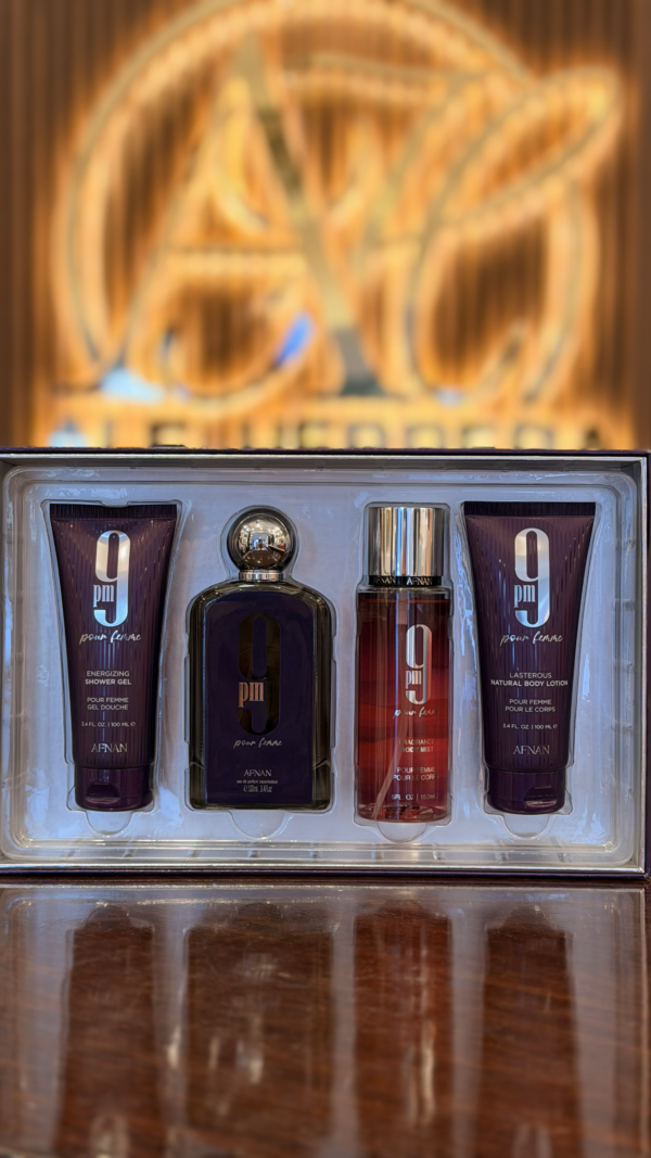 set afnan 9 pm pour femme 4 pz eau de parfum