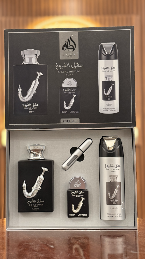 set lattafa pride ishq al shuyukh silver 3 pz eau de parfum